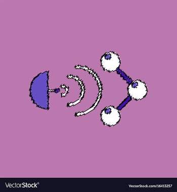 Flat icon design collection molecule and satellite vector image