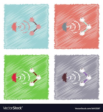 Flat icon design collection molecule and satellite vector image