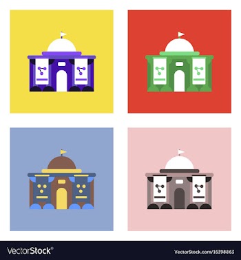 Flat icon design collection molecule institute vector image