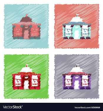Flat icon design collection molecule institute vector image