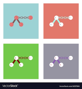 Flat icon design collection molecule on the chain vector image