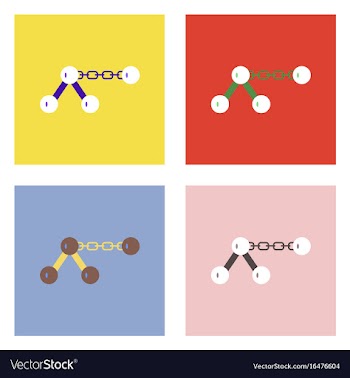 Flat icon design collection molecule on the chain vector image