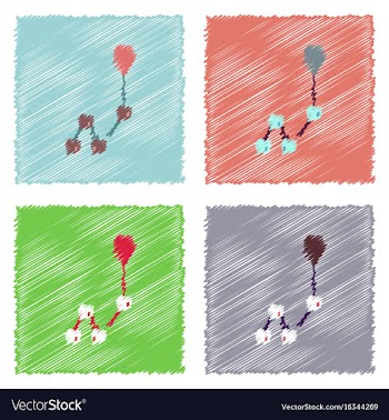 Flat icon design collection molecules and balloon vector image