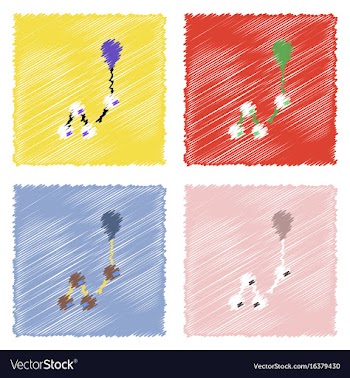 Flat icon design collection molecules and balloon vector image