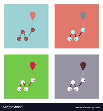 Flat icon design collection molecules and balloon vector image