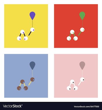 Flat icon design collection molecules and balloon vector image