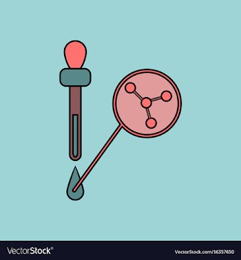 Flat icon design collection molecules and pipette vector image