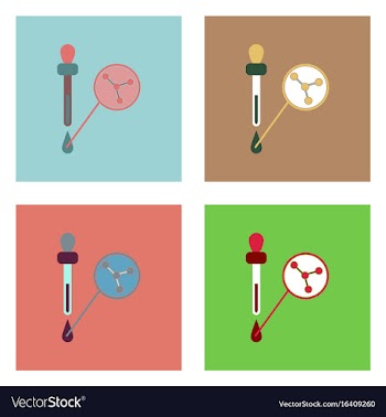 Flat icon design collection molecules and pipette vector image