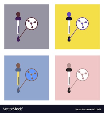 Flat icon design collection molecules and pipette vector image