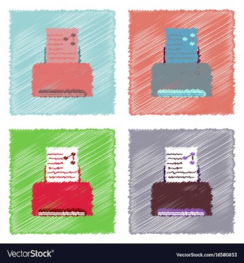 Flat icon design collection molecules and printer vector image