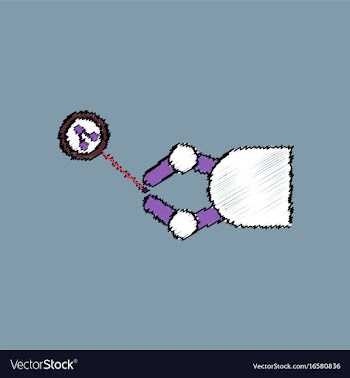 Flat icon design collection molecules and robot vector image