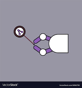 Flat icon design collection molecules and robot vector image