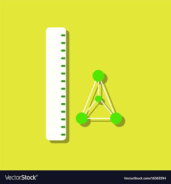 Flat icon design collection molecules and ruler vector image