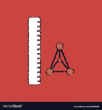 Flat icon design collection molecules and ruler vector image