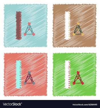 Flat icon design collection molecules and ruler vector image