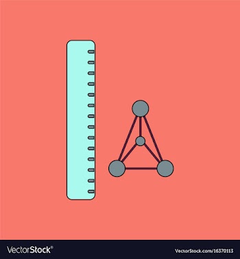 Flat icon design collection molecules and ruler vector image