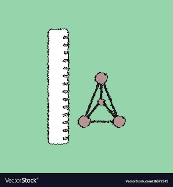 Flat icon design collection molecules and ruler vector image