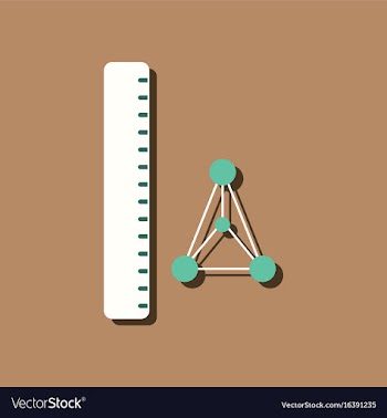Flat icon design collection molecules and ruler vector image