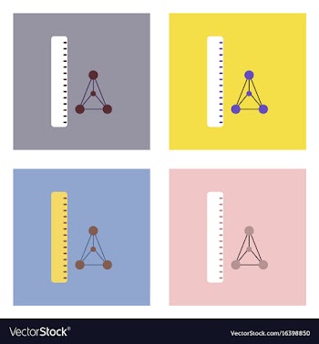 Flat icon design collection molecules and ruler vector image
