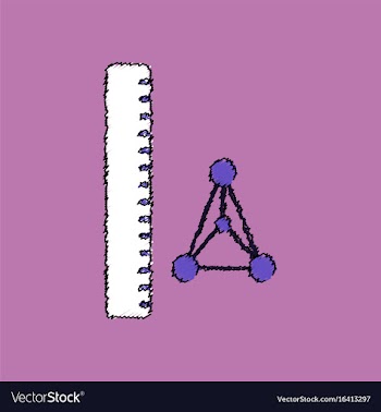 Flat icon design collection molecules and ruler vector image
