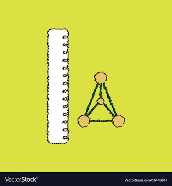 Flat icon design collection molecules and ruler vector image