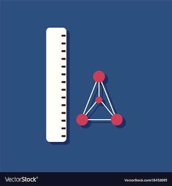 Flat icon design collection molecules and ruler vector image