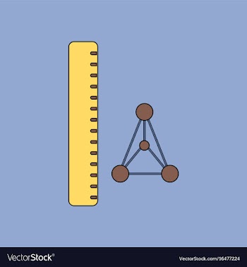Flat icon design collection molecules and ruler vector image