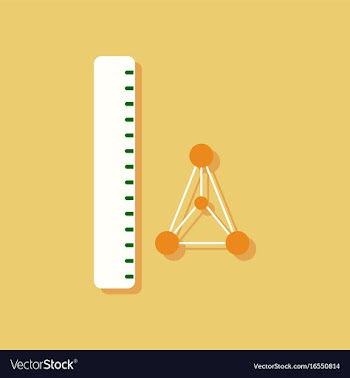 Flat icon design collection molecules and ruler vector image