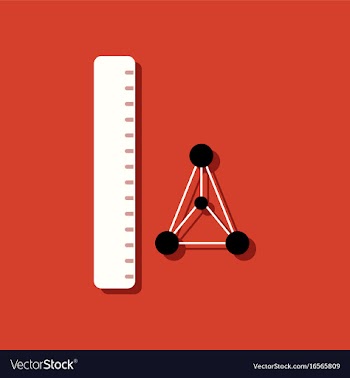 Flat icon design collection molecules and ruler vector image