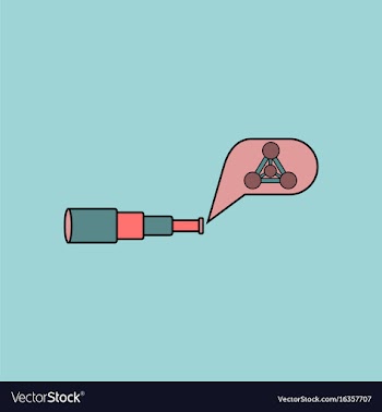 Flat icon design collection molecules and spyglass vector image