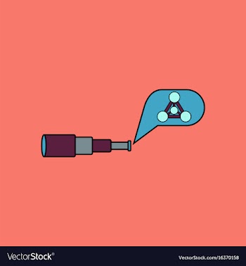 Flat icon design collection molecules and spyglass vector image