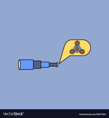 Flat icon design collection molecules and spyglass vector image