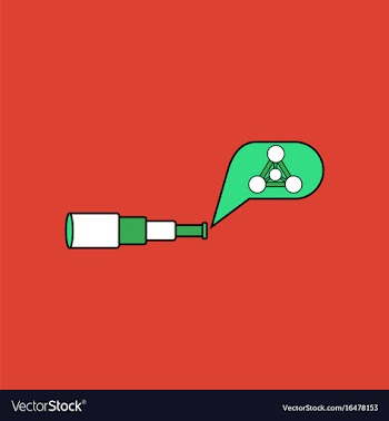 Flat icon design collection molecules and spyglass vector image