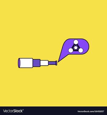 Flat icon design collection molecules and spyglass vector image