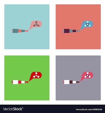 Flat icon design collection molecules and spyglass vector image