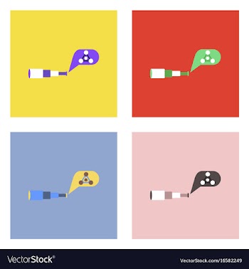 Flat icon design collection molecules and spyglass vector image