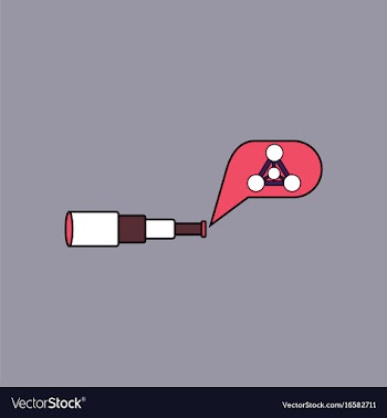 Flat icon design collection molecules and spyglass vector image