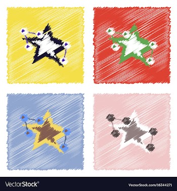 Flat icon design collection molecules and star in vector image