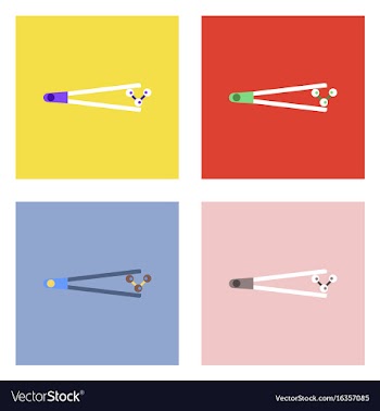Flat icon design collection molecules and tweezers vector image