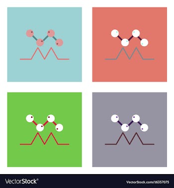 Flat icon design collection molecules and vector image