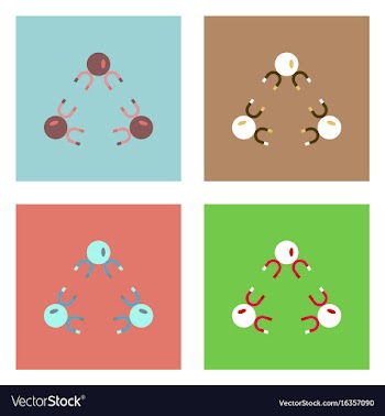 Flat icon design collection molecules and vector image