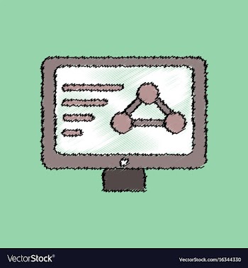 Flat icon design collection molecules in monitor vector image
