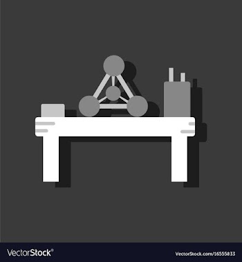 Flat icon design collection molecules on table in vector image