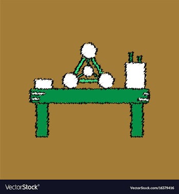 Flat icon design collection molecules on table vector image