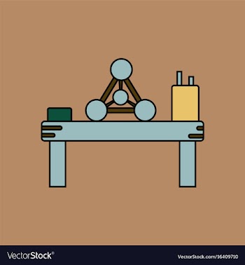 Flat icon design collection molecules on table vector image