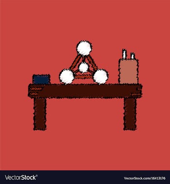 Flat icon design collection molecules on table vector image