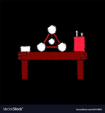 Flat icon design collection molecules on table vector image