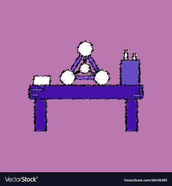 Flat icon design collection molecules on table vector image