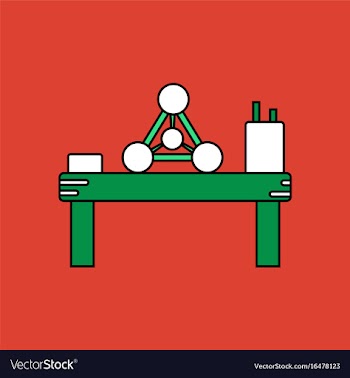 Flat icon design collection molecules on table vector image