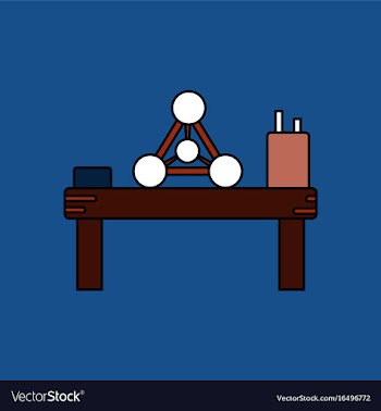 Flat icon design collection molecules on table vector image